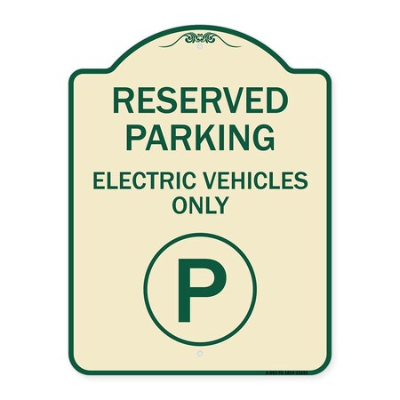 Signmission Reserved Parking Electric Vehicles Heavy-Gauge Aluminum Architectural Sign, 24" x 18", TG-1824-23151 A-DES-TG-1824-23151